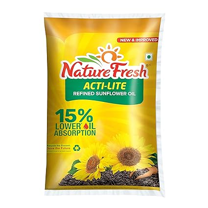 Nature Fresh Refined Sunflower Oil Pouch, 1L
