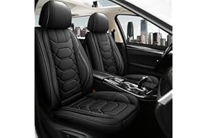 Pariitadin Leather Car Seat Covers Front Pair, Waterproof Faux Leather Seat Covers for Cars, Non-Slip Car Interior Covers Universal Fit for Most Cars Sedans Trucks SUVs, Black