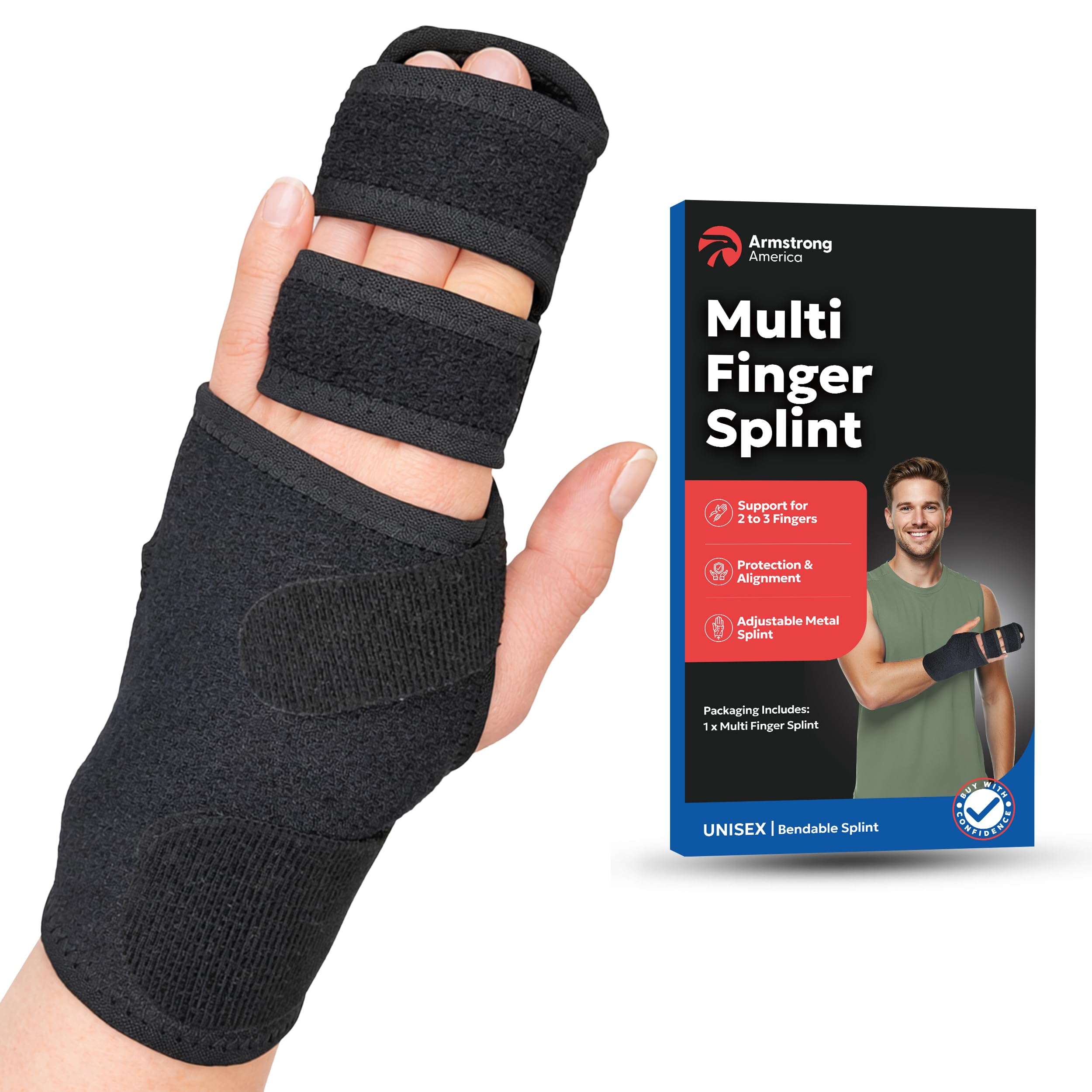 Trigger Finger Splint Finger Brace | Middle Finger Splint | Splint For Fractures, Broken Ring Finger, Arthritis, Tendonitis | Mallet Finger Splint Straightener Immobilizer | (LEFT LARGE/XL)