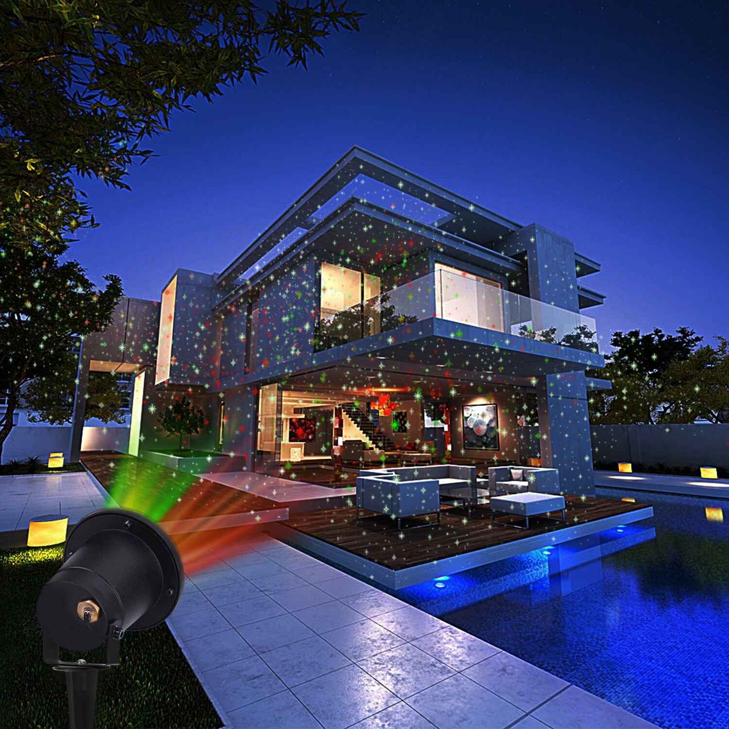 Star Projector Laser Lights Waterproof Shower Dancing 