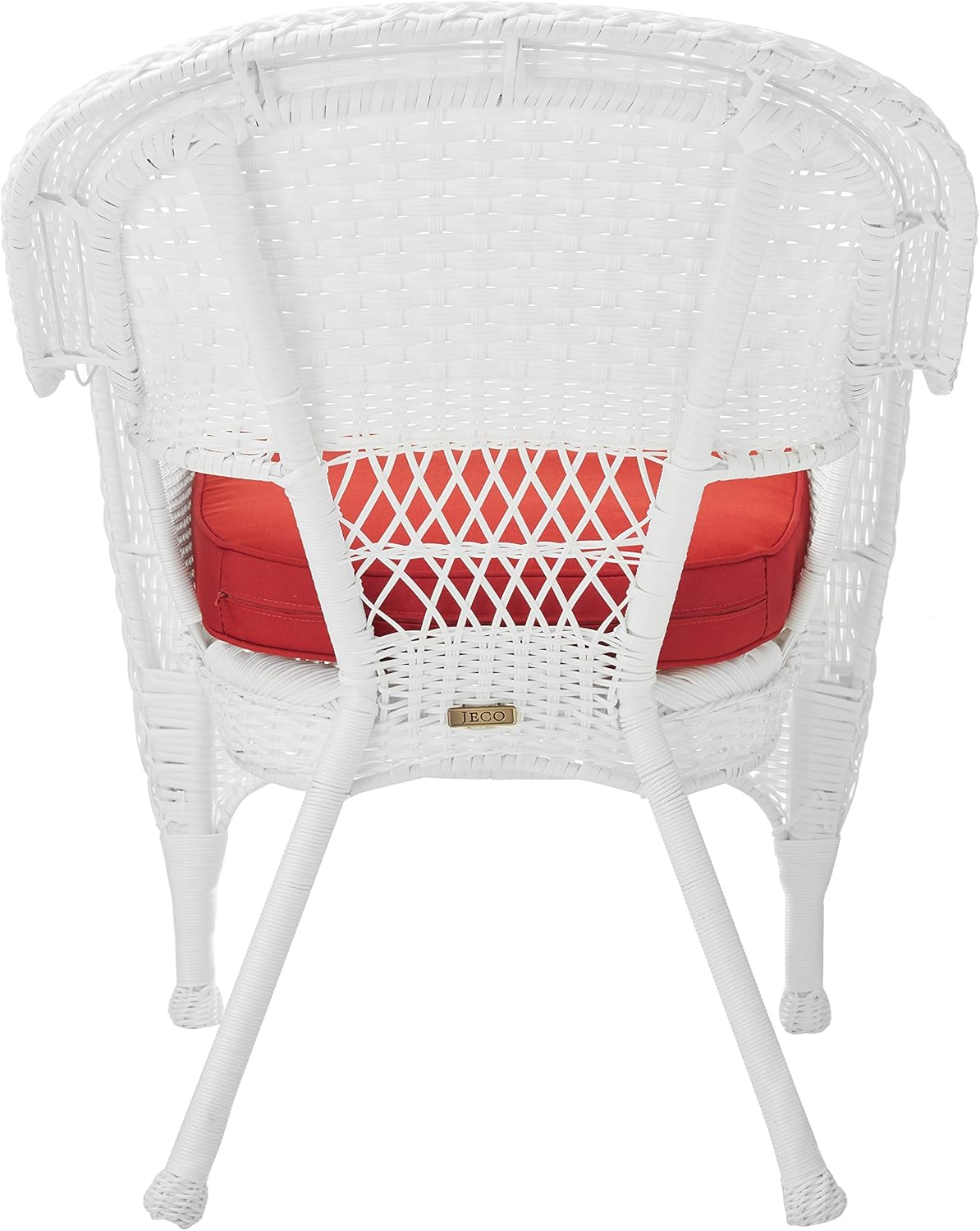 wicker loveseat and chair cushion sets on Amazon Com Jeco Wicker Chair With Red Cushion Set Of 2 White W00206 Furniture Decor