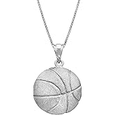 Honolulu Jewelry Company Sterling Silver Basketball Necklace Pendant with 18" Box Chain