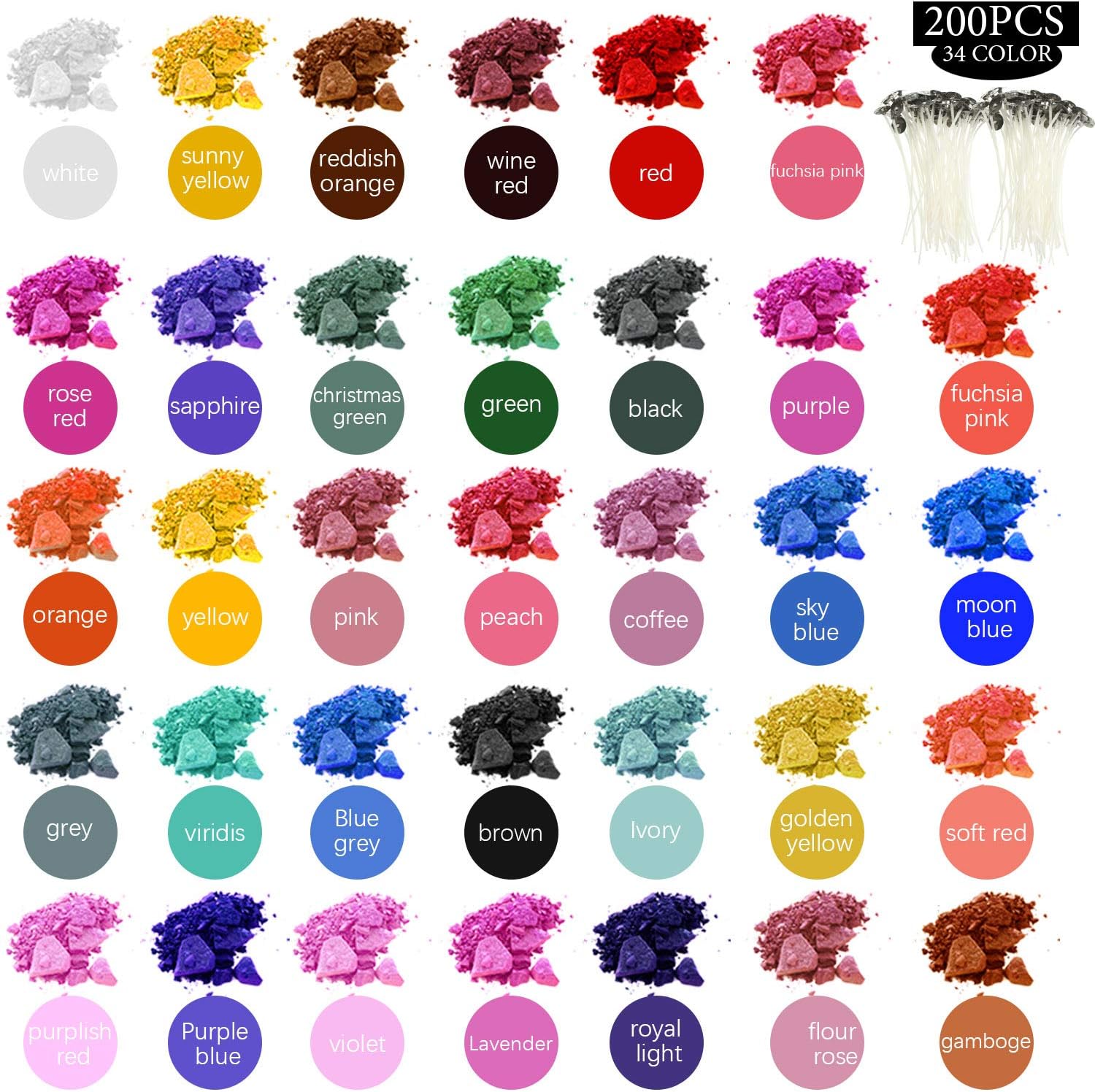 34 Color Candle Wax Dye Candle Dye Flakes Candle Making Color Chips