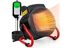SMTERCON Greenhouse Heater with Thermostat, Auto Power Control with Digital Temperature Display, Fast Heating, Over Temperature Protection, Electric for Winter Plants, Grow Tent, Greenhouse, Flower Room, Patio