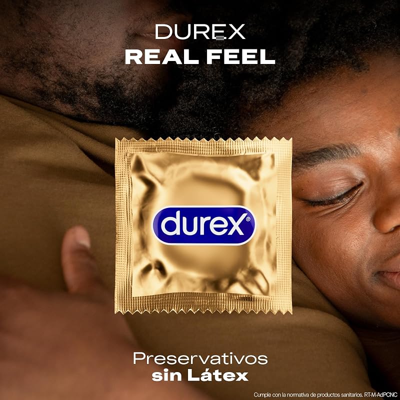 Preservativos Durex Real Feel, Extra Lubrificados, Sem Látex, Forma Fácil, 24 Preservativos