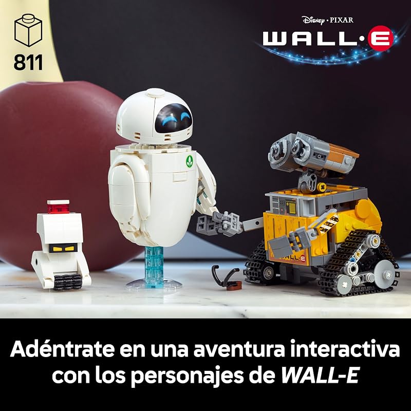 | Disney Pixar Wall-E and Eve - Kit de Modelo Adulto - Robôs de Tijolo com Figuras M-O e HAL - Decoração de Casa - Presente de Coleção para Fãs de Cinema 43279
