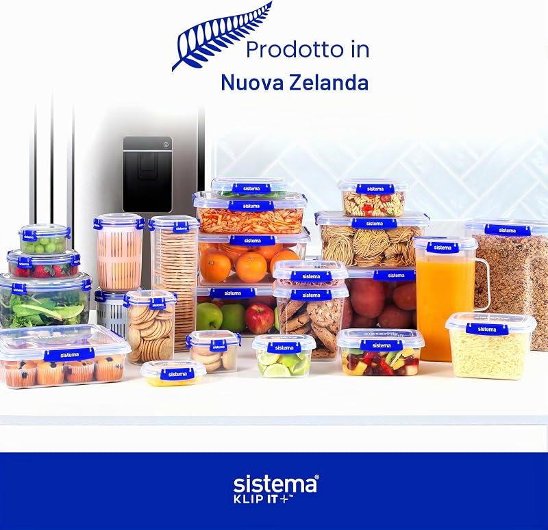 KLIP IT PLUS Contenitori per la conservazione degli alimenti | 1 l | Set di contenitori ermetici | Porta pranzo con Guarnizione ermetic | Clip di bloccaggio facile | 4 pezzi