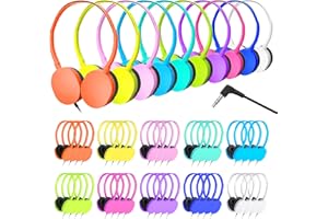 XOSDA 40 Pack Classroom Headphones Bulk for School Students Kids, Multi Colored Children Headsets Earphones for Chromebook, Computer, Laptop and More (PU102,40 Mixed)