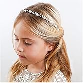 SWEETV Flower Girl Headpiece Silver Pearl Girls Headband for Wedding Princess Hair Accessories for Birthday Party, First Communion