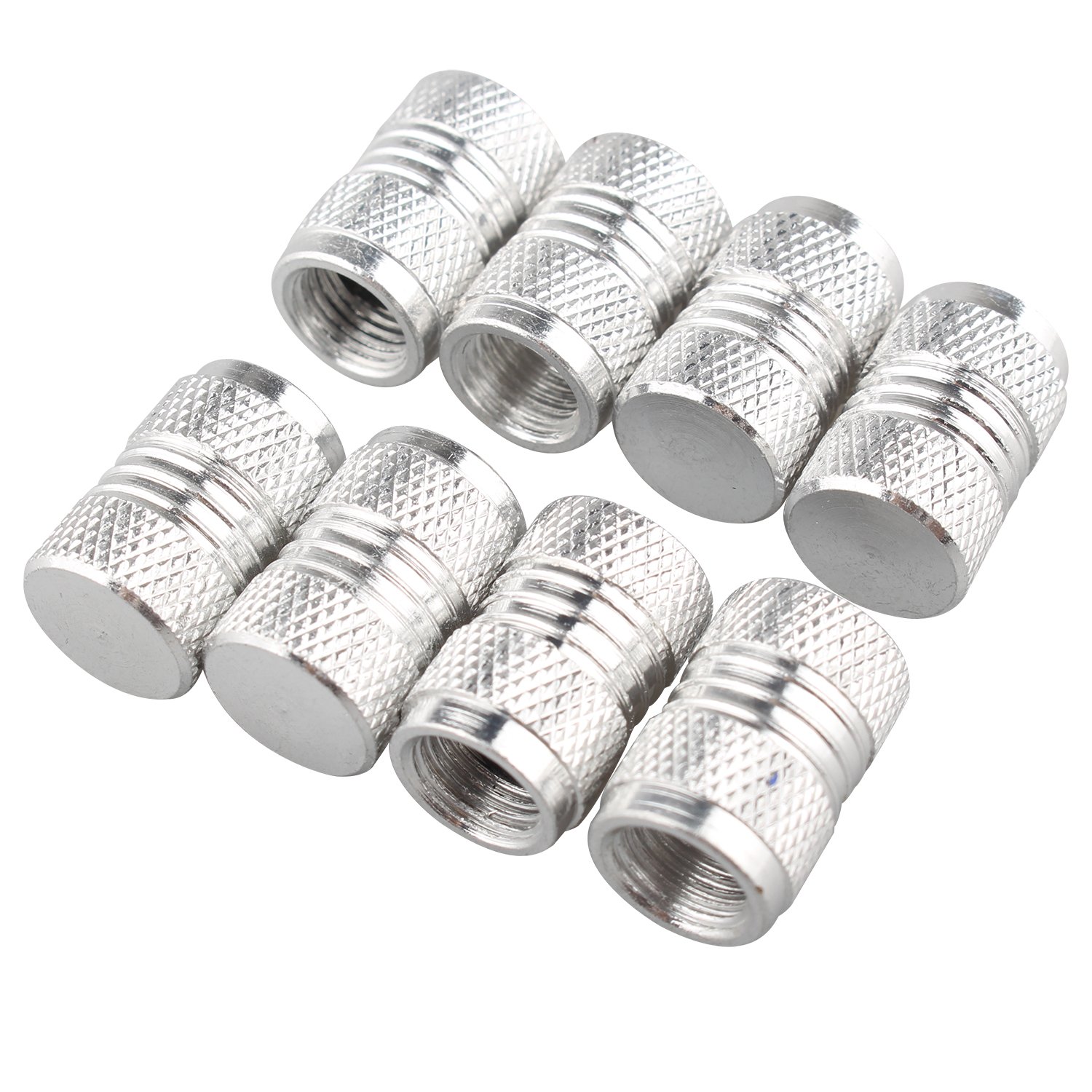 Futheda 8pcs Aluminum Dust Caps Car Truck Bike Tire Wheel Rims Stem Air Valve Caps Tyre Cover (Silver)