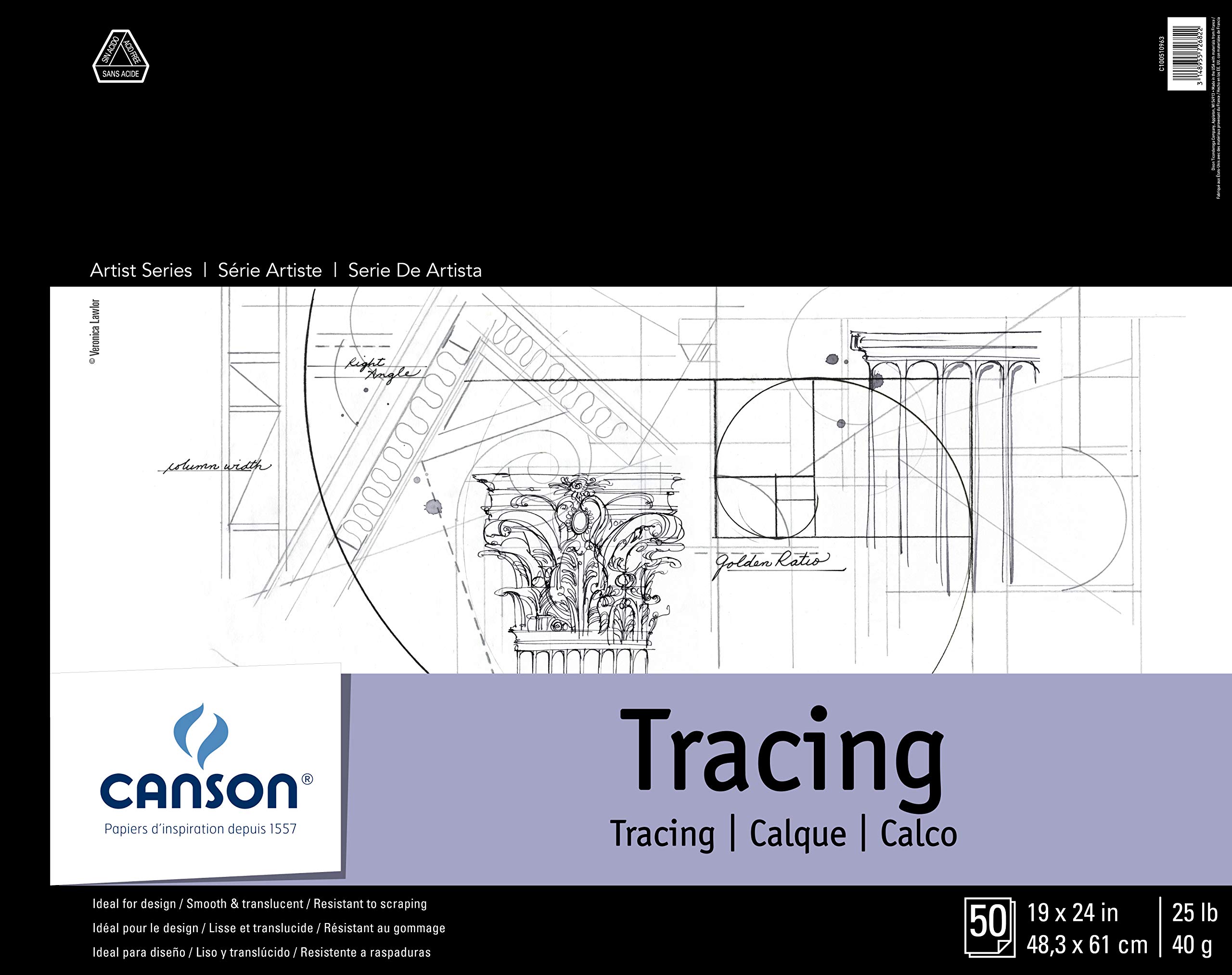 Canson Foundation Series Tracing Paper Pad 19 x 24-inch, 50 Sheets