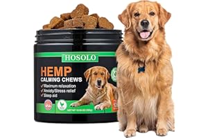 HOSOLO Calming Chews for Dogs, Hemp Dog Calming Treats for Anxiety Relief, Help Promote Relaxation, Reduce Stress, Motion Sickness for Dogs, Sleep Calming Aid, for All Breeds & Sizes, 120 Chews