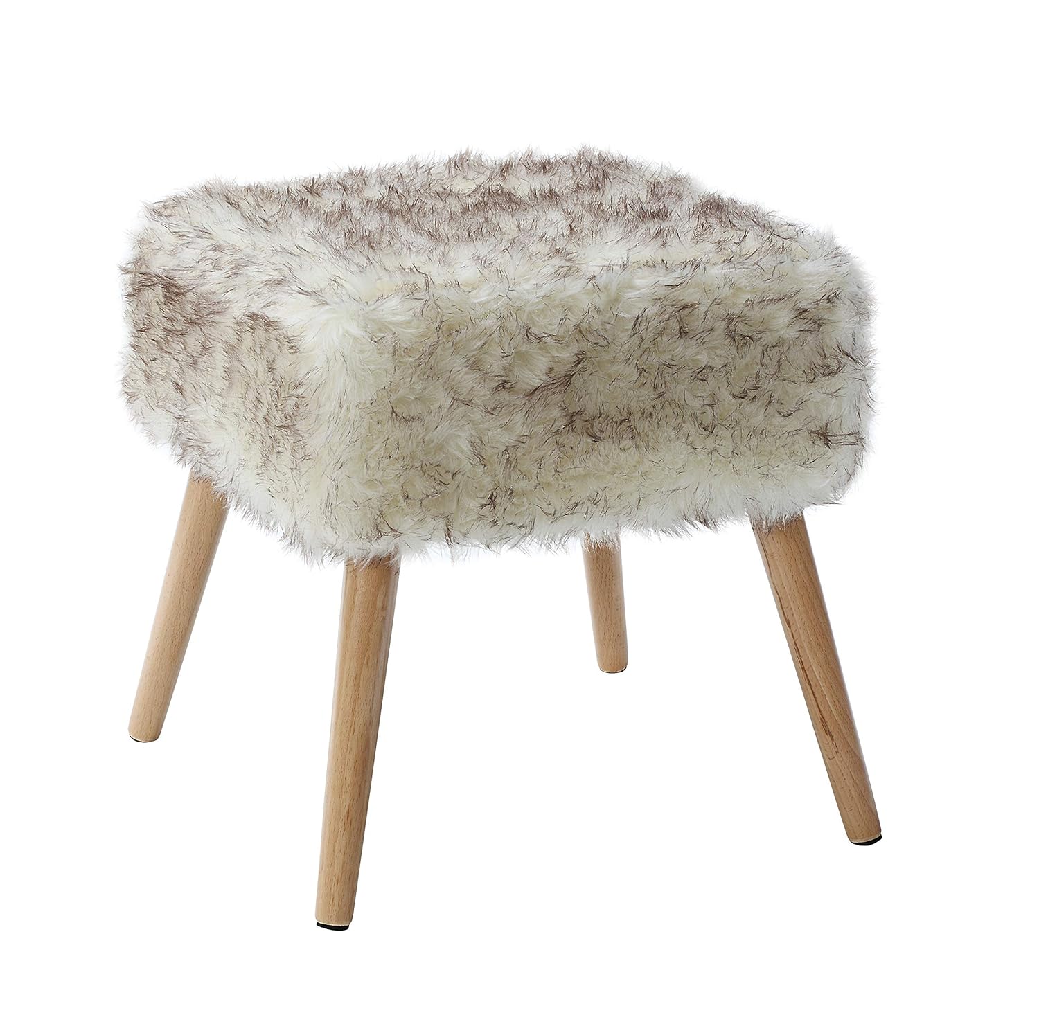 Organize It All 17 Square Ottoman Faux Fur Decorative Foot Stool