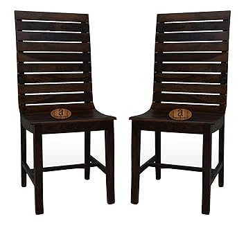 ANGEL FURNITURE Frazer Stripped Sheesham Wood Dining Chair In Walnut Finish - Set of 2 (Rosewood)