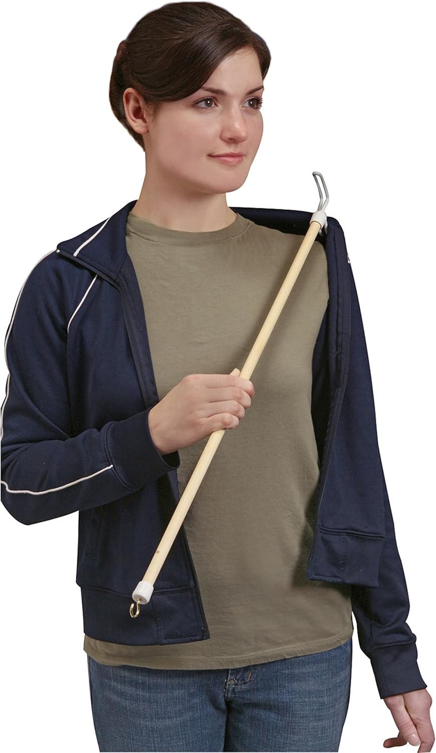DMI Wood Dressing Stick with Metal and Vinyl Hooks, Lightweight Aid for Dressing and Retrieving Items, 27 Inches: Health & Personal Care
