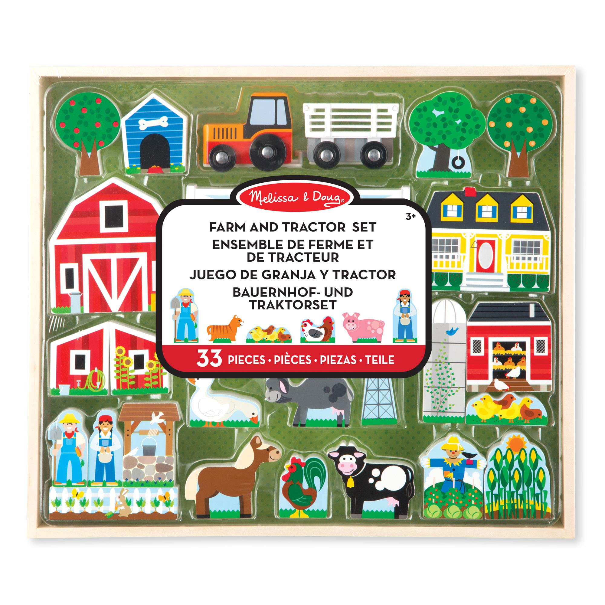 Melissa & Doug Wooden Farm and Tractor Play Set (33 pcs)