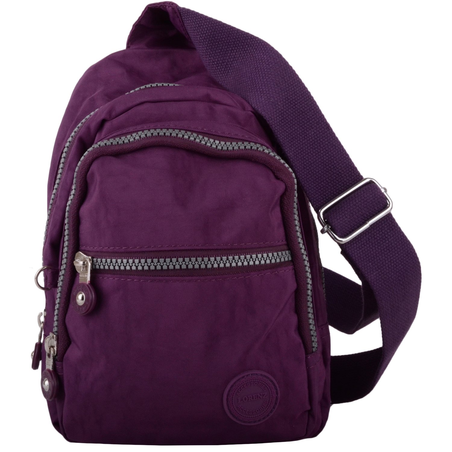 WYE LEATHER Mens/Womens Small Nylon Backpack/Ruck Sack/Shoulder Bag - Plum