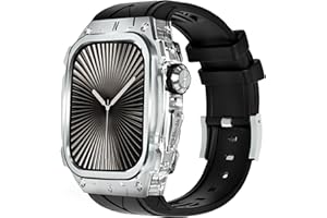 GLUYUAN Luxury Metal Case for (2024) Apple Watch Series 10 46mm Band with Cover Heavy Duty Rugged Case Silicon Strap for men iWatch Series 10 46mm Full Protective Cover