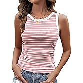 Gihgoew Womens Sleeveless Ribbed Tank Tops 2025 Summer Round Neck Slim Fit Top Casual T Shirts Clothes