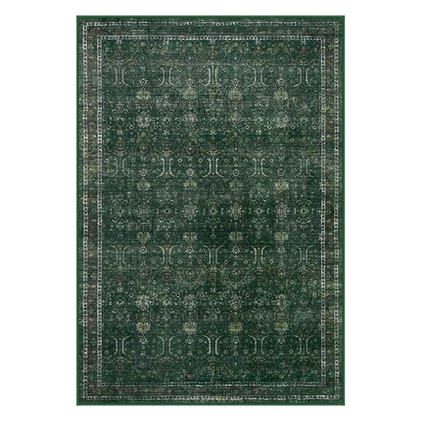 MOYNESA VINTAGE WASHABLE GREEN RUGS FOR LIVING ROOM 5X7, RETRO AREA RUG FOR BEDROOM DINING ROOM KITCHEN, LOW PILE SOFT NON-SLIP ACCENT CARPETS FOR OFFICE INDOOR NURSERY