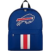 FOCO NFL Officially Licensed Team Color Primary Logo Solid Stripe Football School Bag Travel Backpack - Buffalo Bills - Blue