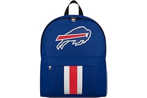 FOCO NFL Officially Licensed Team Color Primary Logo Solid Stripe Football School Bag Travel Backpack - Buffalo Bills - Blue