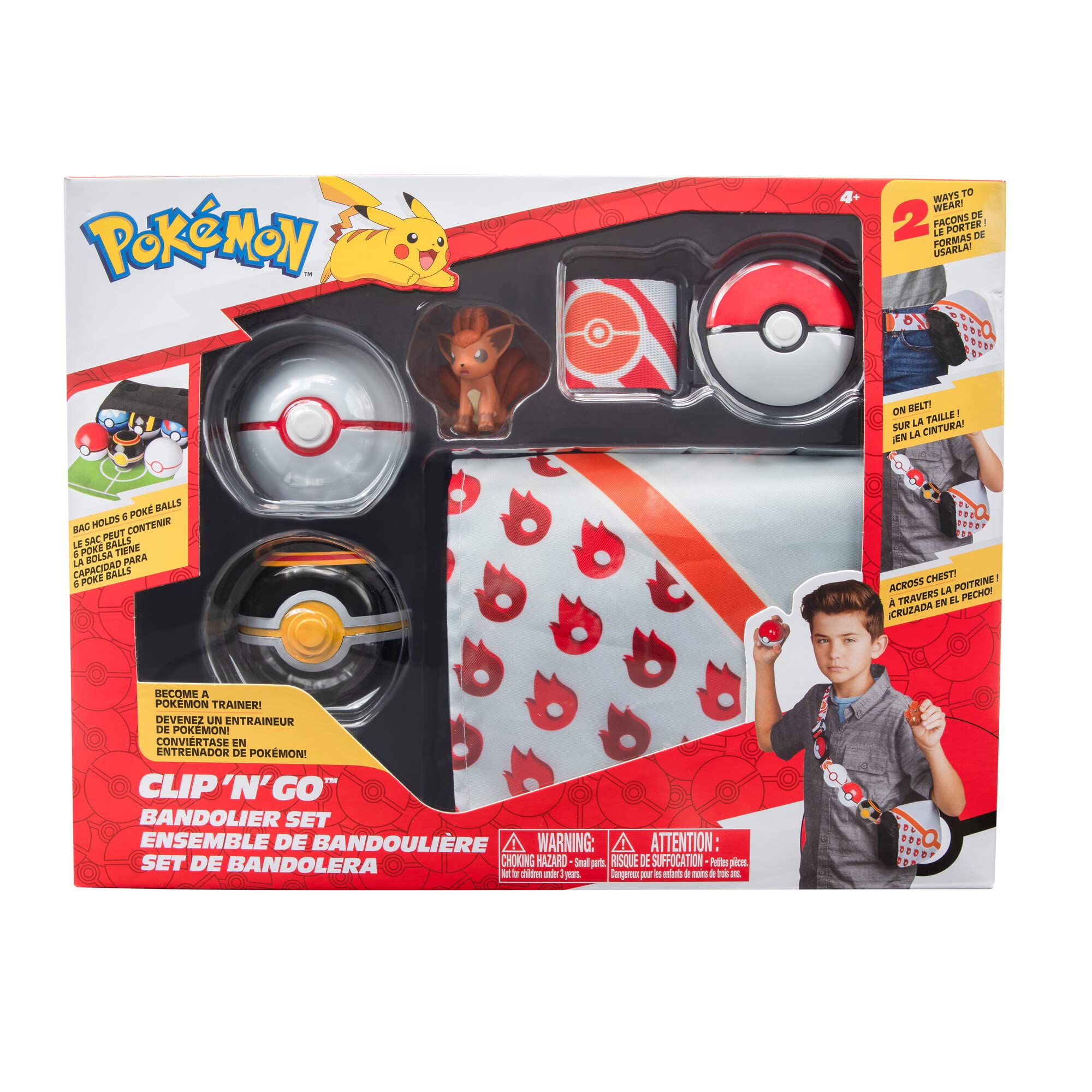 Pokemon PKW2713 Clip 'N' GO Bandolier Set-Includes 2-Inch Vulpix Battle Figure with Premier Luxury Ball Accessories, Multi