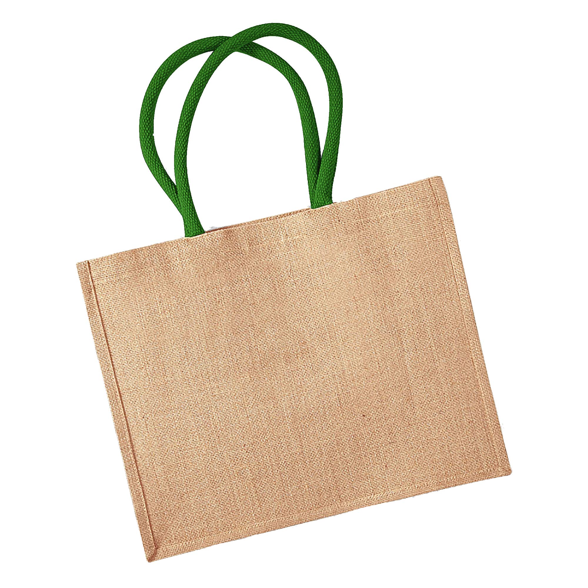 Westford Mill Classic Jute Shopper Bag (21 Litres) (Pack of 2) (One Size) (Natural/Forest Green)