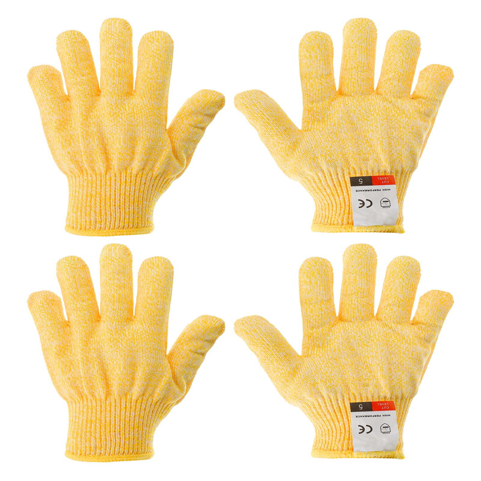 PATIKIL Cut Resistant Gloves, 2 Pair Level 5 Protection XX-Small Cutting Gloves, Yellow