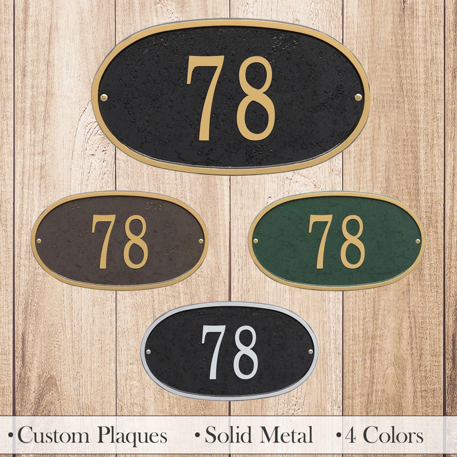 Plaques & Wall Art - WHITEHALL Custom Address Sign House Numbers for Outside Modern Address Signs for Houses Cast Metal Address Plaque, Oval 12