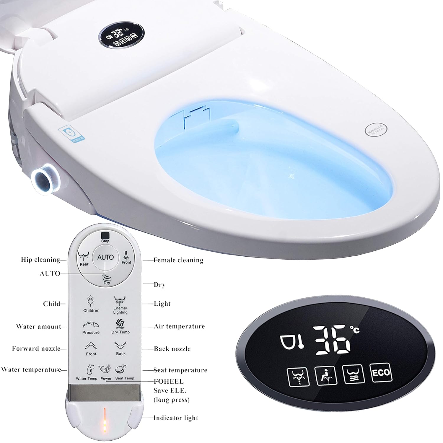 Bidets & Bidet Parts FOHEEL Auto Knob LCD Temperature Display