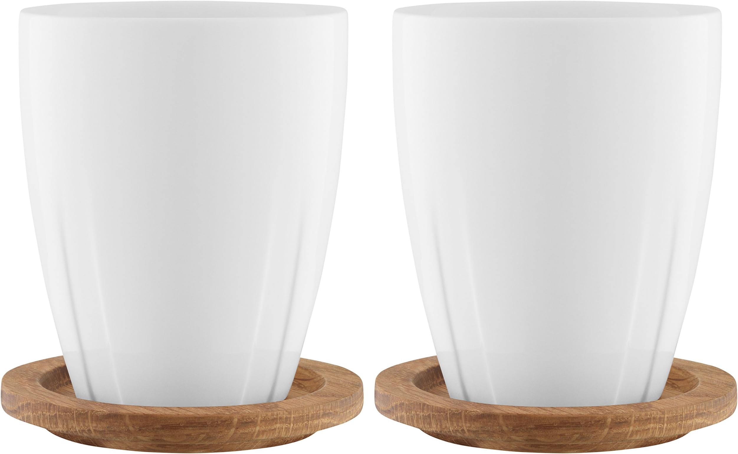 Kosta Boda Bruk 11.56 Ounce Mug with Oak Lid, Pair, White