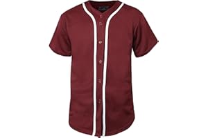 Hat and Beyond Mens Baseball Jersey Button Down T Shirts Hipster Plain Hip Hop 1UPA02