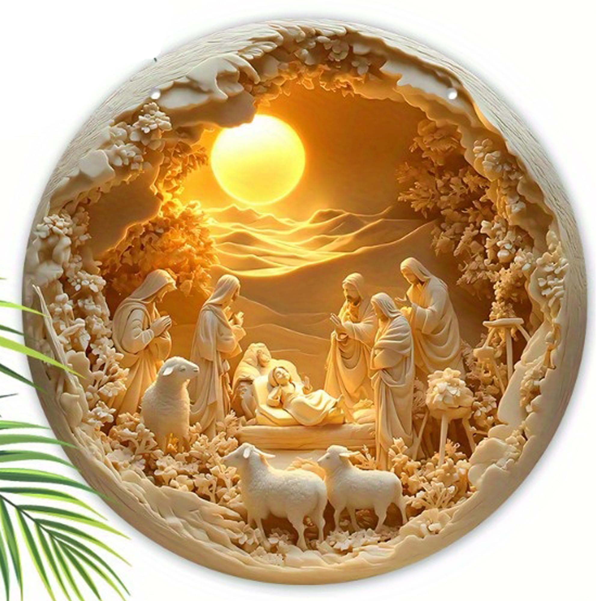 Photo 1 of **3 pack***H&W 2D Christmas Front Door or Living Room Sign for Decor, 12inch The Nativity of Jesus Wooden Welcome Decorative Sign Hanging, Porch Home Wall Outside Decor(A)