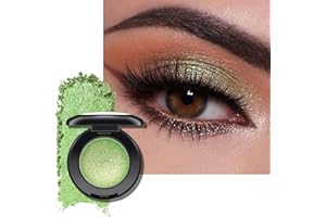 KYDA Green Single Glitter Eyeshadow, Super Pigmented Single Pearl Green Eyeshadow, Glitter Sparkly Shimmer Eye Shadow Compact
