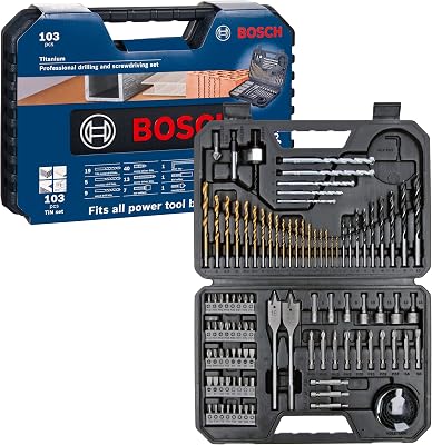 Professional 103tlg. Bohrer- und Bit Set Titanium Box (für Holz, Stein und Metall, Zubehör Bohr- und Schraubwerkzeuge)