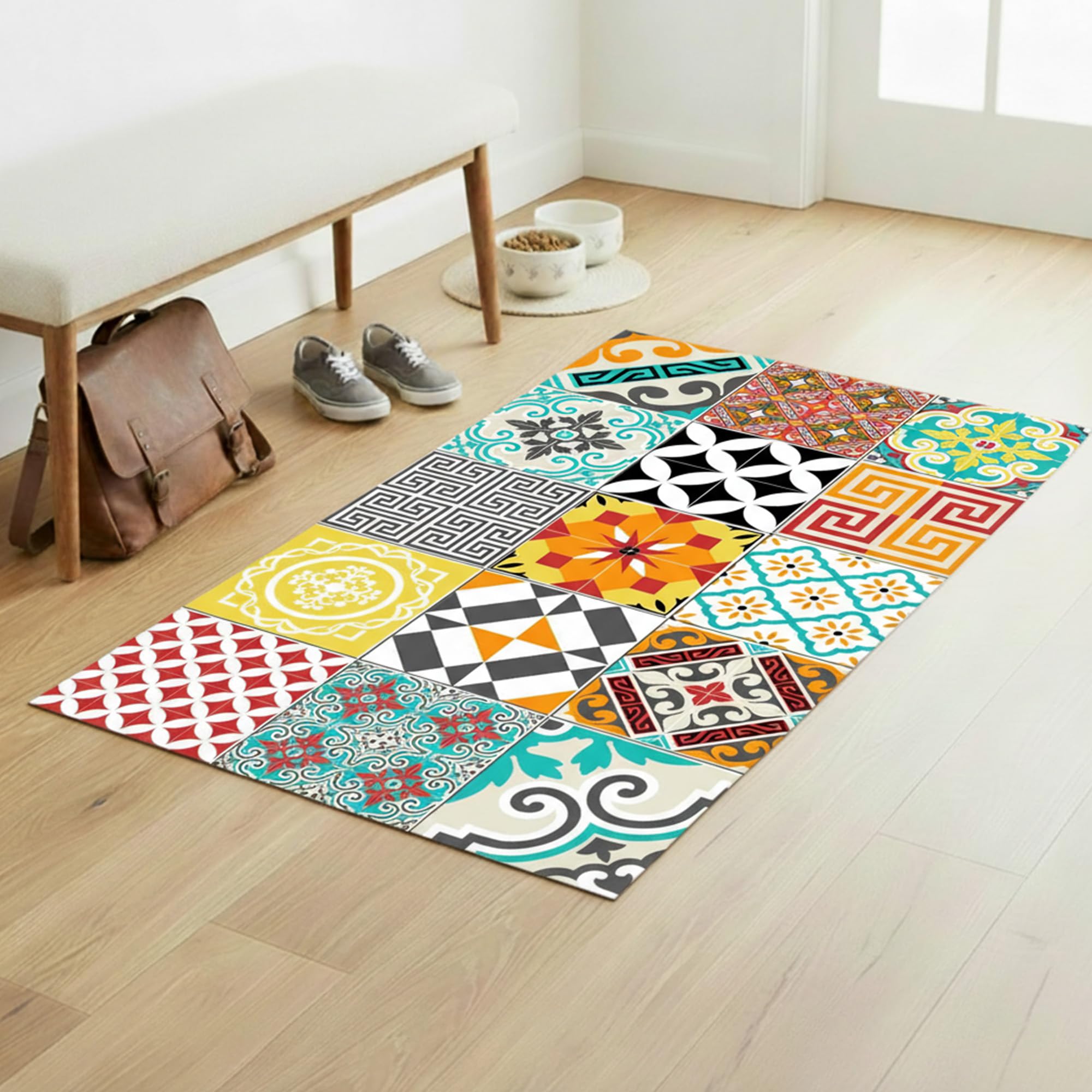 Ambiance-Live Mixed Tiles Vinyl Bath Mat (60 x 100 cm)