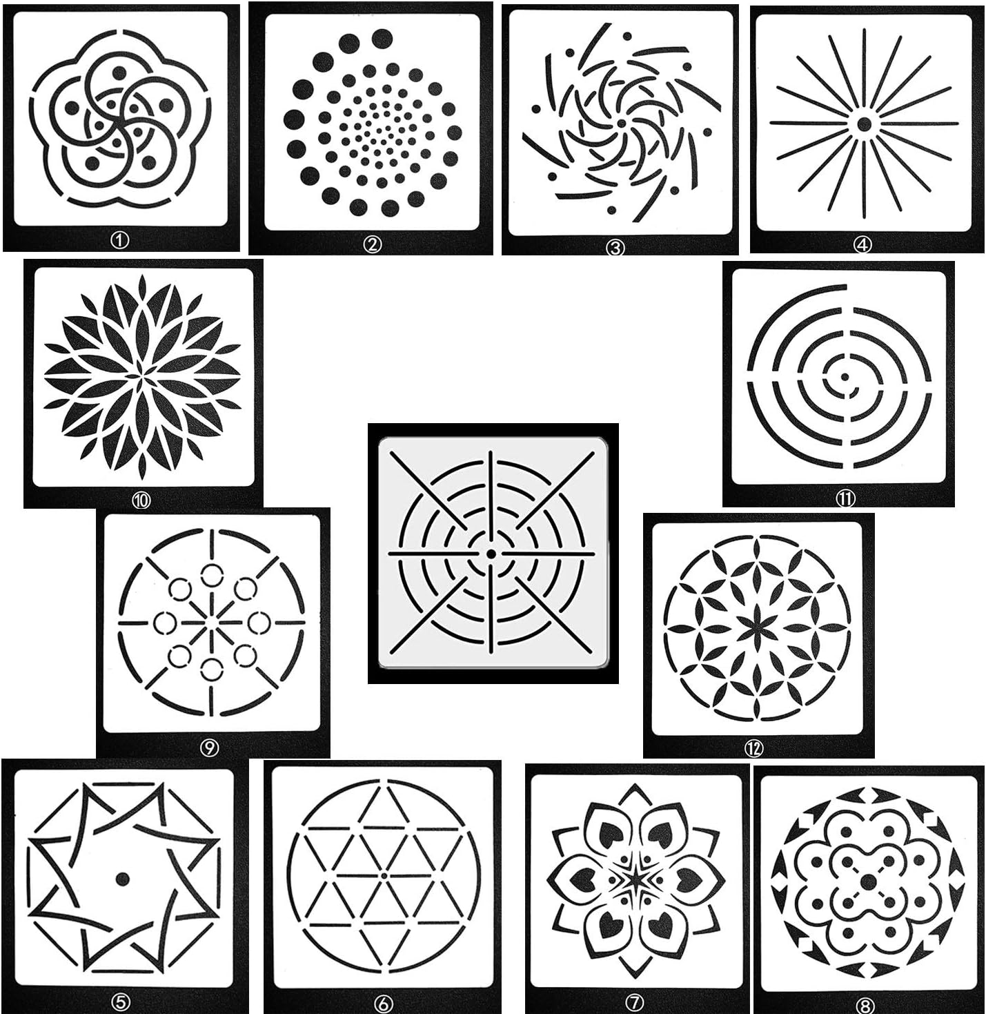 Trasfit 13 Pieces Mandala Dotting Stencils Template for Painting Mandala Designs - Mylar Painting Stencils for Painting on Wood, Airbrush and Walls Art