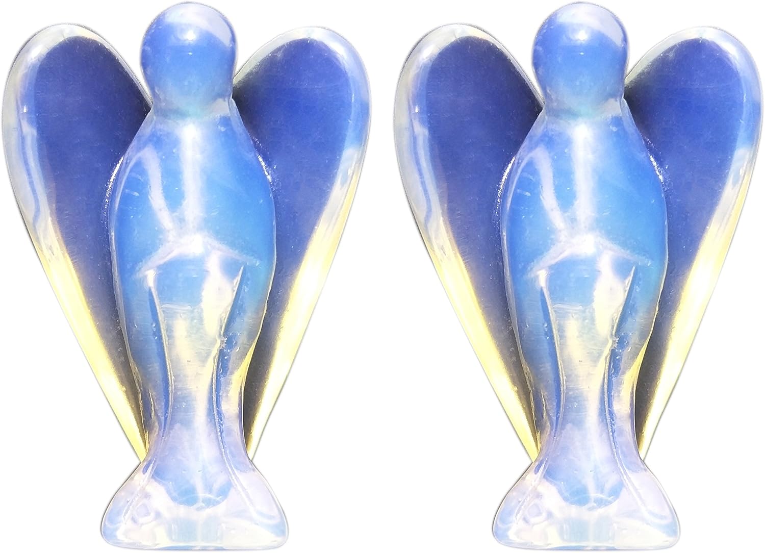 Mina Heal Set of 2 Guardian Angels Made Opalite Crystal, Pocket Size, Free Standing, Purple