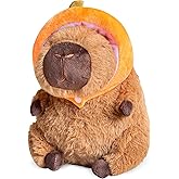 Liraziva Capybara Plush Toy,45cm/17.7Inches Soft Stuffed Animal, Cute Plushie Simulation Animal, for Kids and Adults Capybara with Orange hat