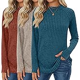 Oakgarden 3 Pack Women's Sweater Long Sleeve Shirts Mock Turtleneck Tunic Tops Thumbhole Ribbed Curved Hem Loose Fall Clothes