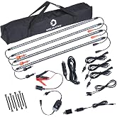 12V LED Light Bar Kit, 2 Bars White &amp; 2 Bars Amber Adjustable Brightness RV Camping Lights - Waterproof IP67, Magnetic &amp; Strap Mount, Portable Lighting for Tent, Car, Trailer, Boat, Truck, Off-Road