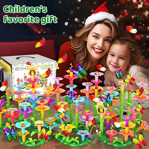 238Pcs Flower Garden Building Toys for Girls Year Old, Upgrade  DIY Building Stacking Toys, STEM Pres