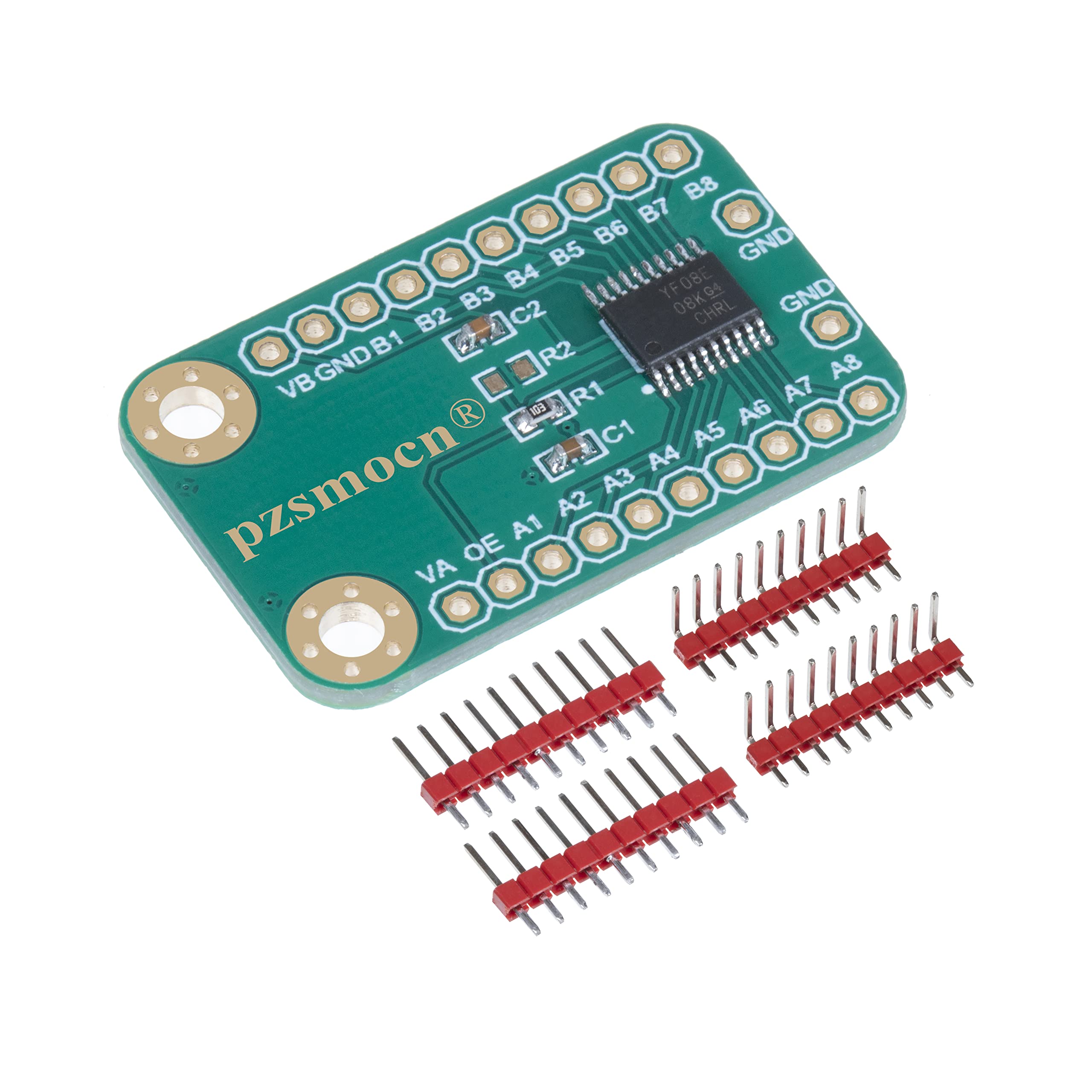 Pzsmocn 8-Bit Level Shift Board Compatible with Arduino and Raspberry Pi. 1.2V/1.8V/2.5V/3.3V/5V Bidirectional Conversion, Push-pull 60Mbps Open-drain 1Mbps(MAX), for I2C, UART, SPI, OneWire, etc.