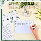 Tenare Baby Shower Guestbook with Pen Green Leaf design 30 sheets view 4