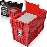 BCW Short Comic Book Bin, Holds 150 Comics Each, Red, 1 Pack | Each acid-free plastic bin holds 150 Current or Silver Age comics with a locking lid, movable partition, and ID slot.