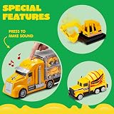 JOYIN 25 in 1 Construction Truck Playset with Sounds Lights Carrier Truck view 5