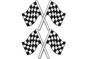 Laughing Lizards Checkered Racing Flag Patches (2-Pack) Classic Black & White Auto Racing Finish Line Flag Iron On Patches
