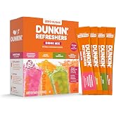 Singles To Go! Dunkin' Refreshers Green Tea Drink Mix Packets, 30 Count | Sugar Free, Loaded Tea Packets with Caffeine Energy from Green Tea, Aspartame-free, Just add water, Energy Drink Alternative
