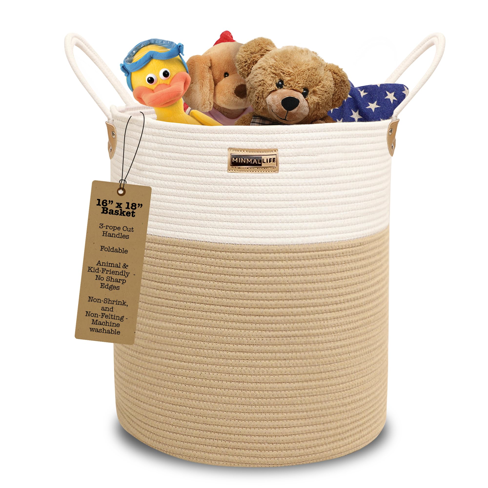 Minmallife Beige/Light Brown 16"x18" Cotton Rope